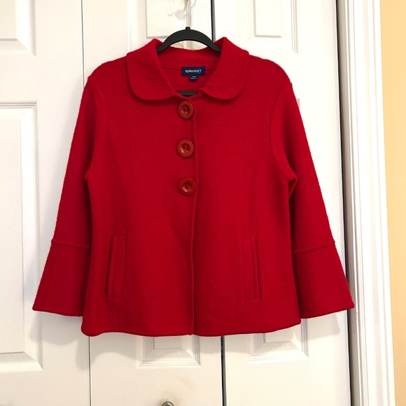 Splend’or Boiled Wool Jacket Bell Sleeves Size Medium - Picture 14 of 16